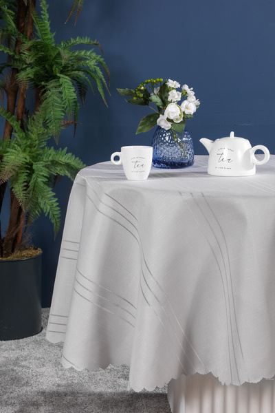 Elart Dream Tablecloth Dertsiz Round (160X160 cm) Gray