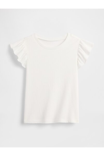 GAP Kız Bebek Beyaz Flutter Sleeve T-Shirt