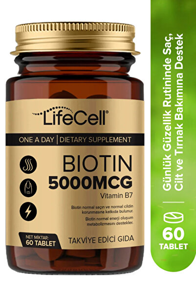 Lifecell Biotin 5000 Mcg - Saç Ve Tırnak Vitamini Gıda Takviyesi