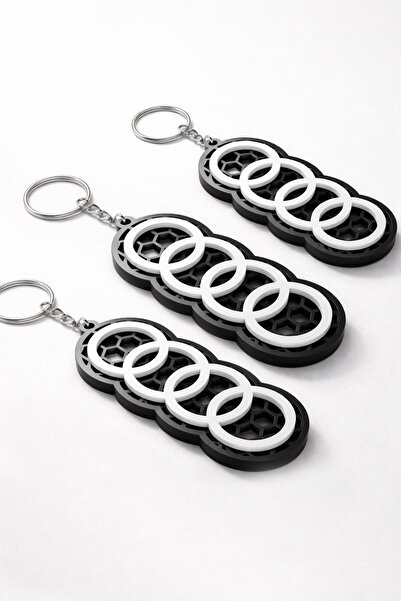 Yapı3D Audi Logo Keychain – Car Keychain Auto Accessory 3 Pcs