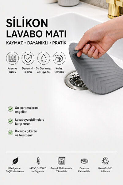 MİMOZA PARK Kare Kötü Koku Önleyici Silikon Mat Banyo Mutfak Lavabo Balkon Gi...
