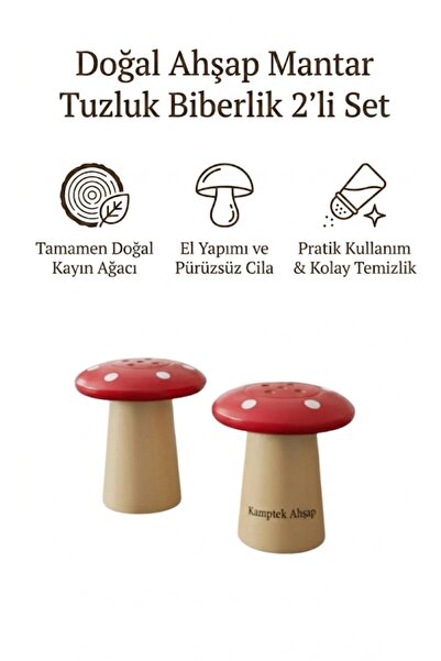 kamptek kamp teknolojisi Kamptek Ahşap Atolyesinden Mantar Tuzluk Biberlik 2l...