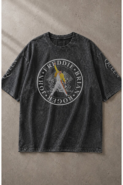 Fuddy Moda Tricou unisex Queen Freddie Mercury cu imprimeu pe mânecă, lavabil...