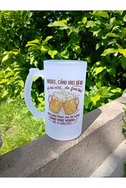 Arka9 Halbă Personalizată pentru Nașul – 500 ml, Sticlă Sablată