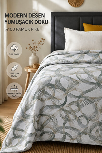 Senpai Punch Double Cotton Four Season Pique Bedspread 200X240 cm |   Zen Wav...