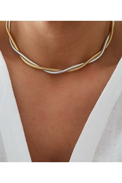 DENİZDENAL Gold Silver Sarmal Kolye