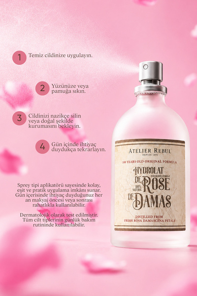 Atelier Rebul Damask Rose Mist %100 Doğal Gül Suyu 100 ml