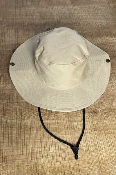 Mollycrush Luxury Drawstring Fisherman Hat with Snap Fasteners |   Beige Men'...