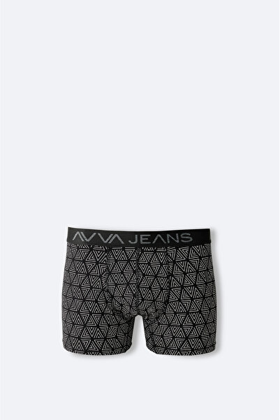 Avva Men's Black Patterned Cotton Single Regular Fit Boxer A42Y9532