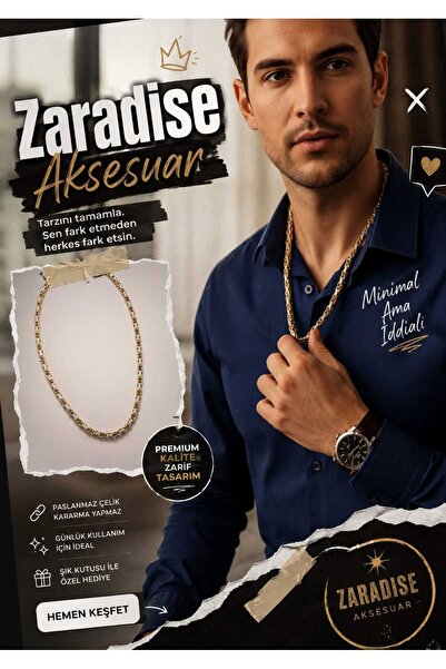 Zaradise Accessories سلسلة رجالية من الفولاذ المقاوم للصدأ بسمك 60 سم