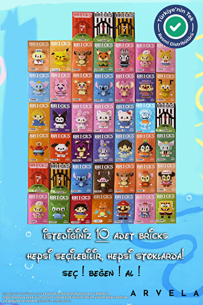 Arvela 10 Adet Bricks Marka Tamamı Seçmeli Mini Blok Seti - 10lu - Sen Ne Seç...