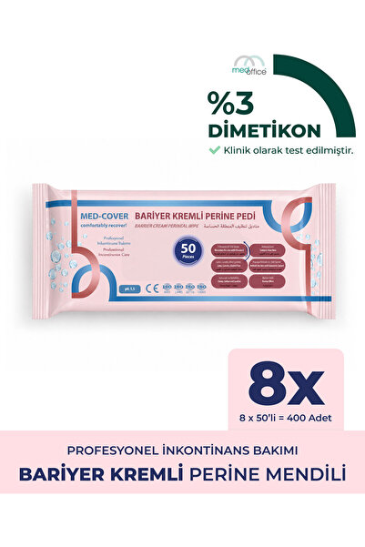 MED-COVER Bariyer Kremli Perine Bölgesi Temizleme Pedi/mendili 50'li - 8 Adet