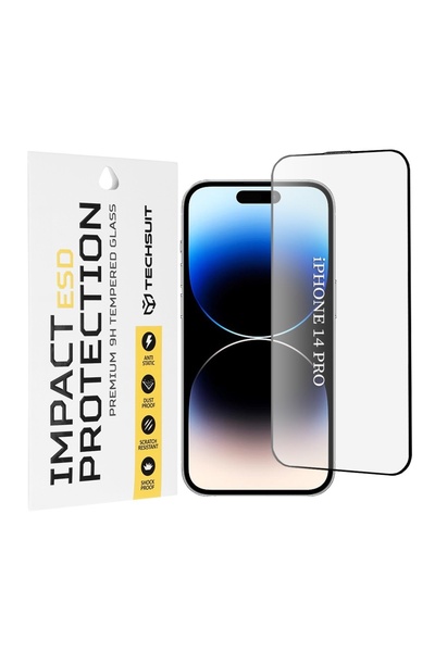 Techsuit Protector de ecran pentru iPhone 14 Pro - Sticlă ESD - Negru