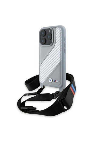 BMW iPhone 16 Pro Max - Ediție M din Piele cu Dungi de Carbon și Curea (BMHCP...