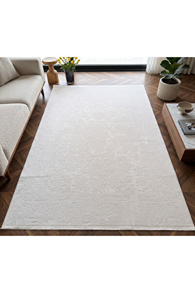 Merinos Vista Beyaz Renk %100 Akrilik Parlak Dokuma Motif Desenli Yumuşak Dok...