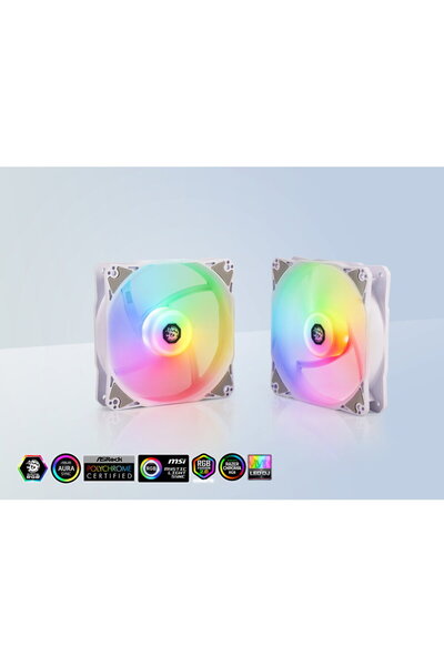 Bitspower Notos RGB PWM, 5 ventilatoare de 120 mm, Alb