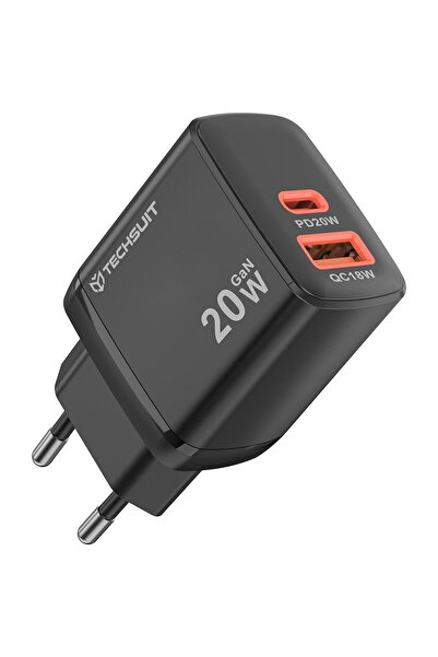 Techsuit Duonix 20W Încărcător de călătorie dual USB A + USB C 20W Negru