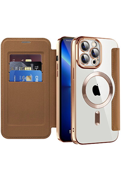 Techsuit Калъф за iPhone 13 Pro Max - SmartMag Book Case - Кафяв