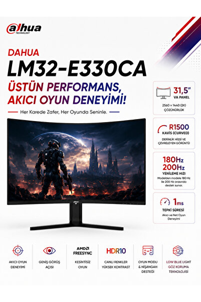 DAHUA LM32-E330CA 32″ 200Hz 1ms 2K VA Curved Gaming (Oyuncu) Monitör