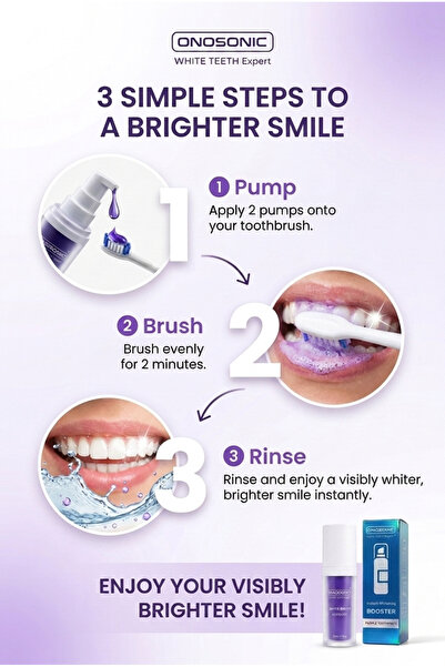 ONOSONIC WHITE TEETH EXPERT INSTANT Teeth Whitening Booster – Purple Gel Toothpaste