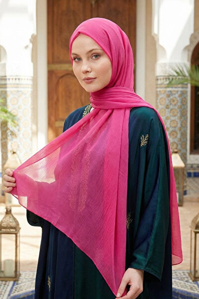 Armine Trend Krinkıl Şifon Şal - ATSKRN-40 - Fuşya