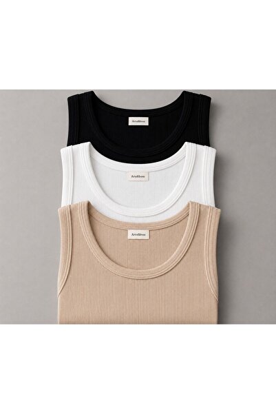 art of dress Erkek Halter Yaka Sporcu Likralı Kaşkorse Atlet 3'lü