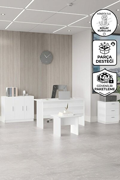 Yurupa Bega ABCE Ofis Büro Masa Takımı 3 Renk Beyaz BEG12-W