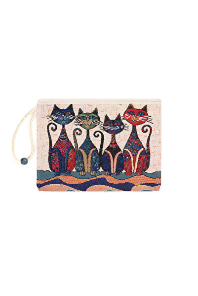 Bursa İpek Cat Pattern Tapestry Wallet