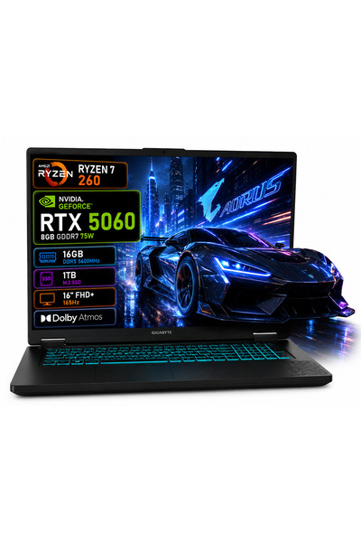 Gigabyte Gaming A16 Laptop Ryzen7 260 16.0 FHD+165Hz RTX5060 GDDR7 8G- DDR5 1...