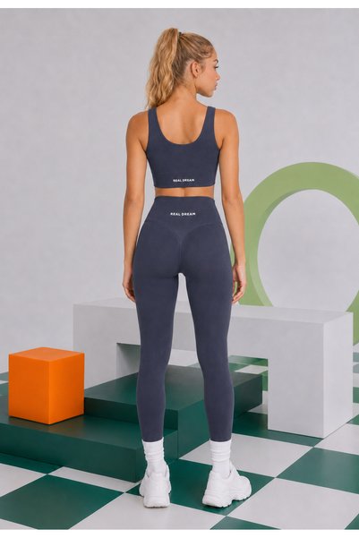 REAL DREAM Women's Seamless Push up Sports Leggings High Waist - Smoked