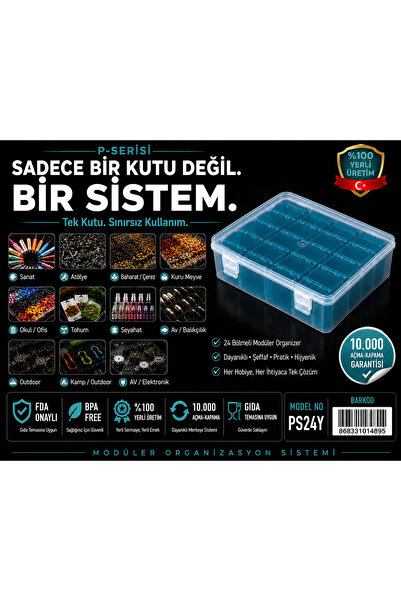COMPAXE P-SERİSİ 24’lü PLASTİK ŞEFFAF YEŞİL KUTU SETİ– 24 Küçük Kutu Modüler ...