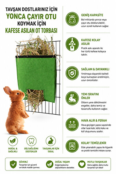 ozzipetshop Tavşan Dostlarimiz Için Yonca Cayir Otu Koymak Için Kafese Asilan...