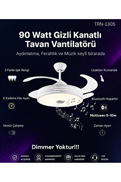 urzsmell Fanlı Bluetootlu Müzik Hoparlör Uzaktan Kumandalı Zaman Ayarlı Led P...