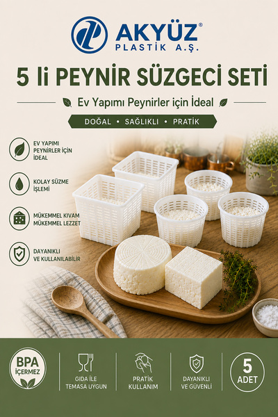 Akyüz Plastik 🧀   مجموعة قوالب الجبن مكونة من 5 قطع |   ساجانكي، ميهاليتش، ل...
