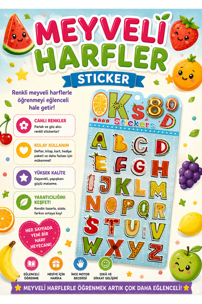 Pembe Pasaj Harf Sticker - Alfabe Sticker - Çocuklar İçin Kabartmalı Sticker ...