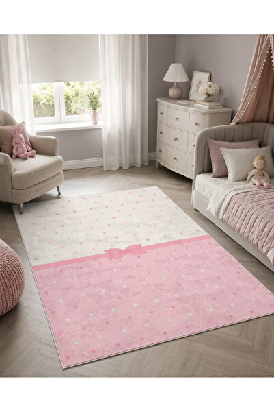 modalive Home Pembe Fiyonklu Bambu Çocuk Odası Halısı