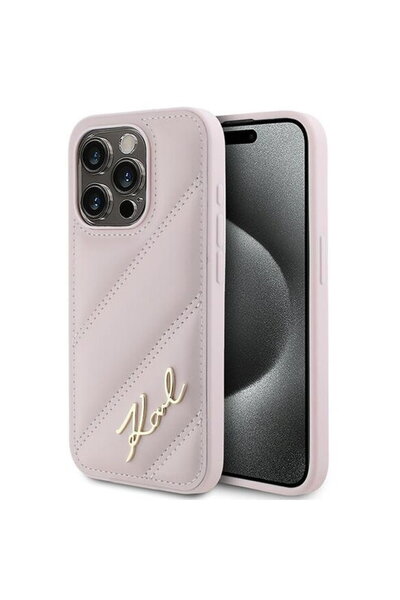 Karl Lagerfeld Husa pentru iPhone 15 Pro - Diagonal Quilted Script (KLHCP15LP...