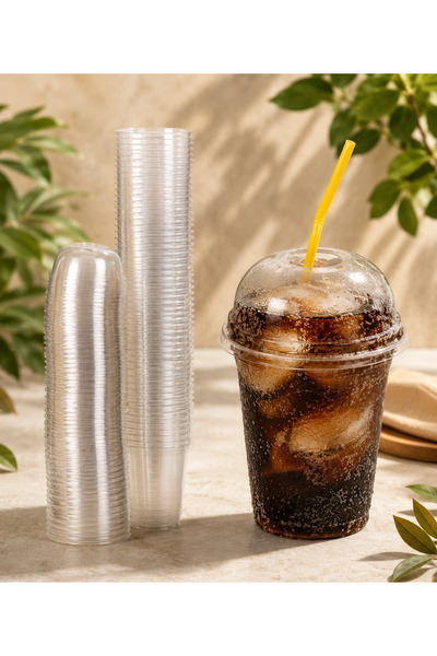 Ambalaj Evi 350cc Kalın Pet Plastik Limonata Milkshake Soğuk Kahve Bardağı 50...