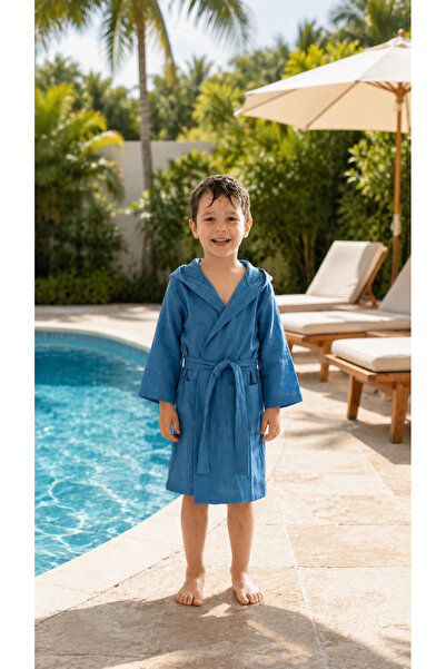 Vintero Home 100% Cotton Muslin Hooded Children's Bathrobe
