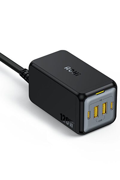 Aohi Magcube 4 Portlu Masaüstü USB Şarj İstasyonu, GaN+ 120W Hızlı Şarj Cihaz...
