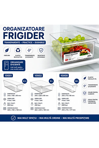 Rothoplast Organizator Frigider Transparent – Maximizați Prospețimea și Ordin...