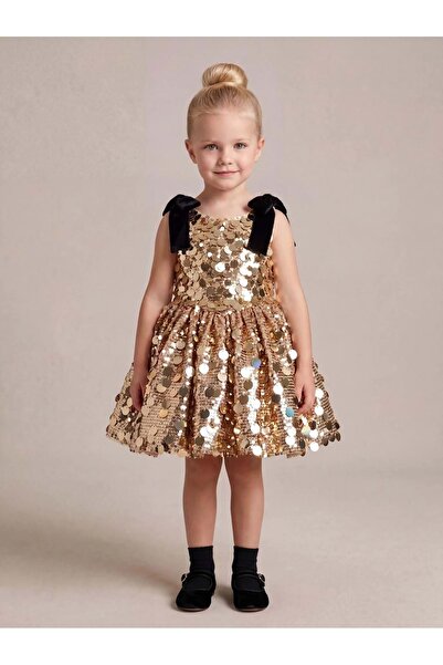 PembeMavi Baby Collections Girl Child Gold Dress 4-5 Years Old