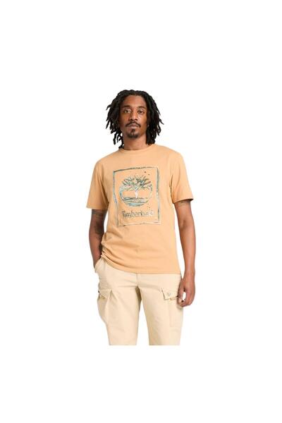 Timberland B0A5Mv4Eh31-R Water Stack Logo Short Sleeve Tee Men's T-Shirt Cream