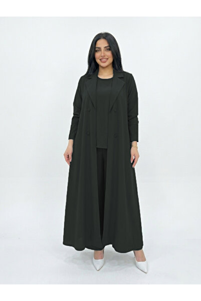 YOU ABAYA طقم سفر 4 قطع بقماش كريب كوبراء لون زيتي