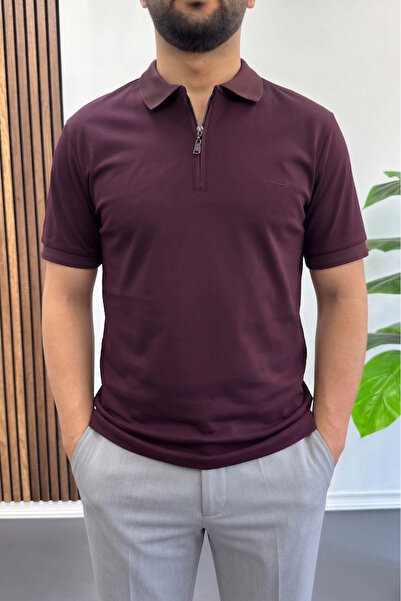 Edwox Men's Cotton Soft Polo Collar T-Shirt Claret Red Edw500