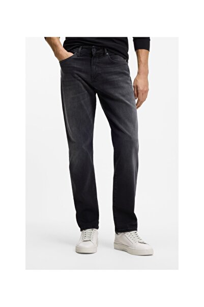 BOSS Siyah süper esnek denim Maine regular-fit kot pantolon