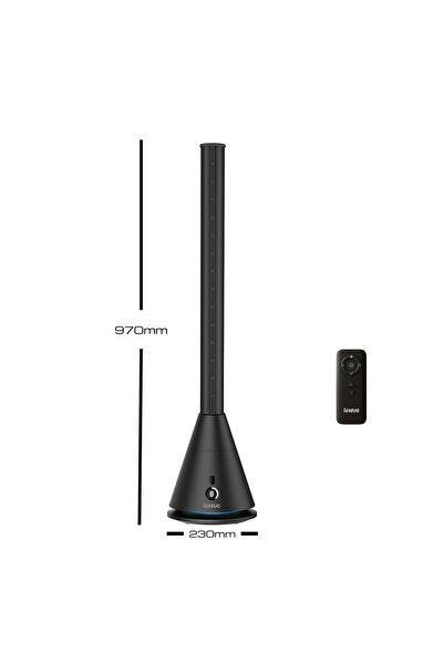 Luxeva Nexa Black Slim Tower Bladeless (Pervanesiz) Turboşarj Soğutucu Vantil...