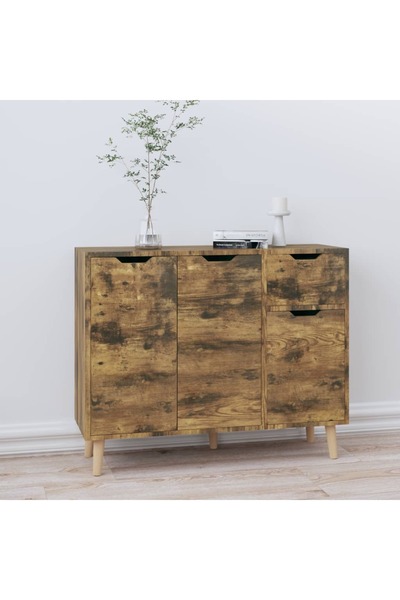 Concept Servantă, alb și stejar somona, 90x30x72 cm, PAL