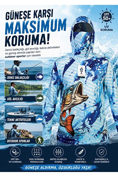 dkmoutdoor Orkw Kapüşonlu Uzun Kollu Balıkçı Ve Su Sporları Uv Korumalı Su It...
