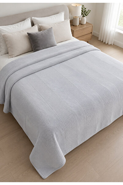 LALHOME Line Wellsoft Double Jacquard Blanket Gray